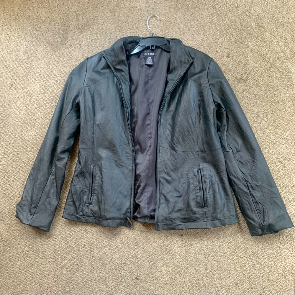 George 100% Leather Black  jacket